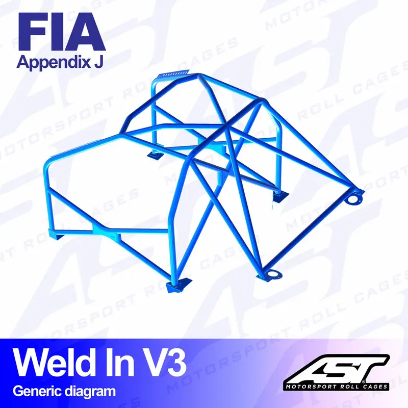 Quantité Limitée Arceau 8 Points à Souder AST Rollcages V3 pour Toyota Yaris XP10 - 3 Portes - FIA