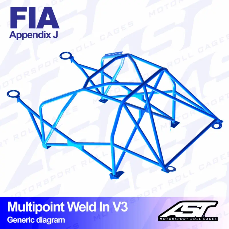 Arceau 10 Points à Souder AST Rollcages V3 pour Ford Fiesta MK3 - 3 Portes - FIA Nouvelle Collection