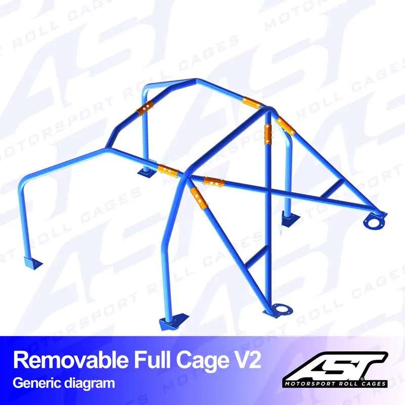 Must-Have Arceau 6 Points à Boulonner AST Rollcages V2 Démontable pour Ford Fiesta MK1 - 3 Portes