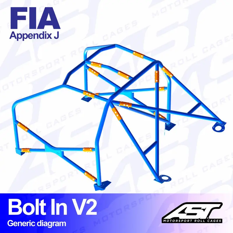 Arceau 6 Points à Boulonner AST Rollcages V2 pour Ford Fiesta MK1 - 3 Portes - FIA Prix Promo