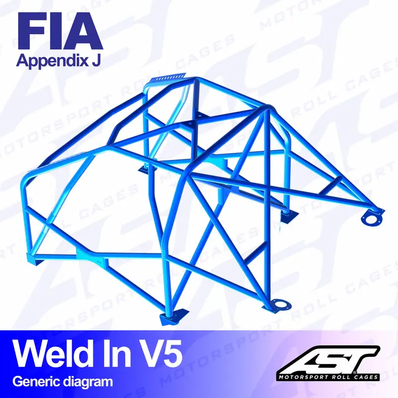 Arceau 8 Points à Souder AST Rollcages V5 pour Ford Fiesta MK1 - 3 Portes - FIA Usine Directe