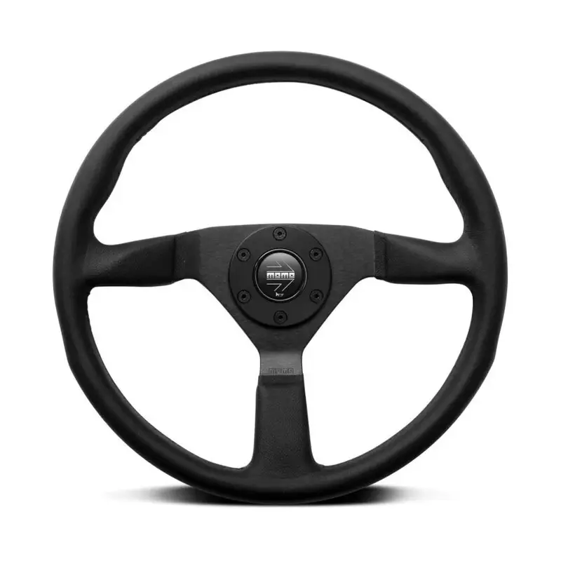 Volant Momo Montecarlo Tulipé (40 mm), Cuir Noir, Branches Noires - 38 cm Jusqu’à Épuisement Des Stocks