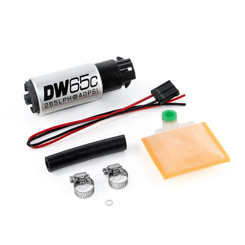 Pompe à Essence Deatschwerks DW65C 265 L/h E85, Kit d'Installation Universel, avec Clips Meilleur Prix