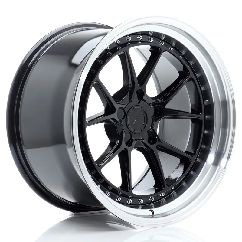 Seulement Aujourd’hui Japan Racing JR-39 18x10.5" (5 trous - sur mesure) ET15-22, Noir / Brillant