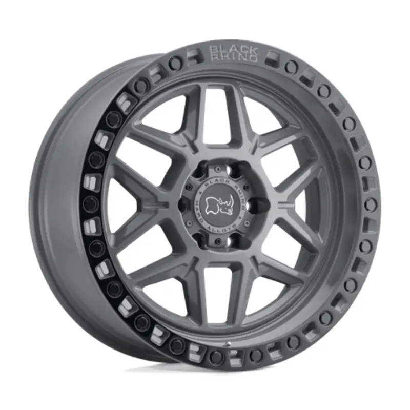 Authentique Black Rhino Kelso 17X9 5x127 ET0, Gris Métal, Cerclage Noir