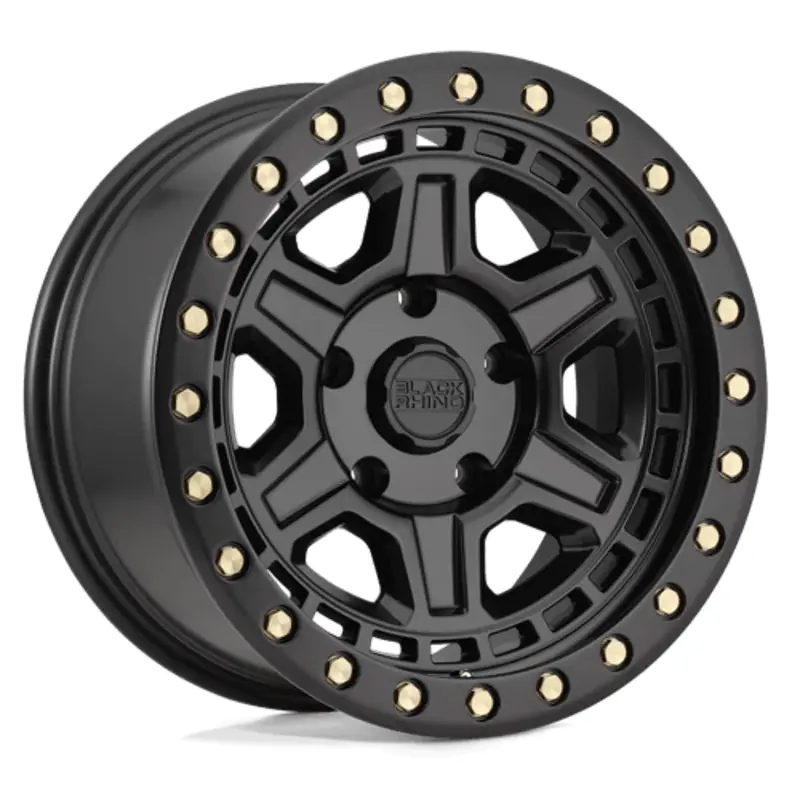 Bon Marché Black Rhino Reno 18x9.5 6x139.7 ET12, Noir Mat, Visserie Laiton