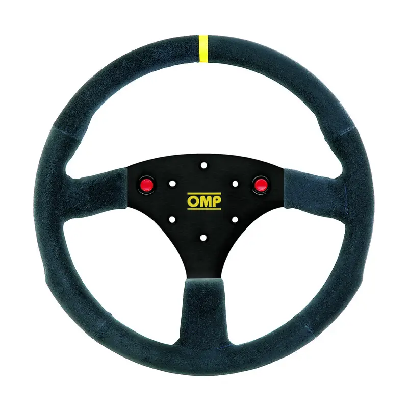 Volant OMP 320 ALU SP Plat, Cuir Noir Retourné, Branches Noires Offre Limitée