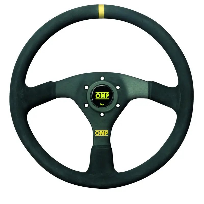 Jusqu’à Épuisement Des Stocks Volant OMP Velocità 380 mm Plat, Cuir Noir Retourné, Branches Noires