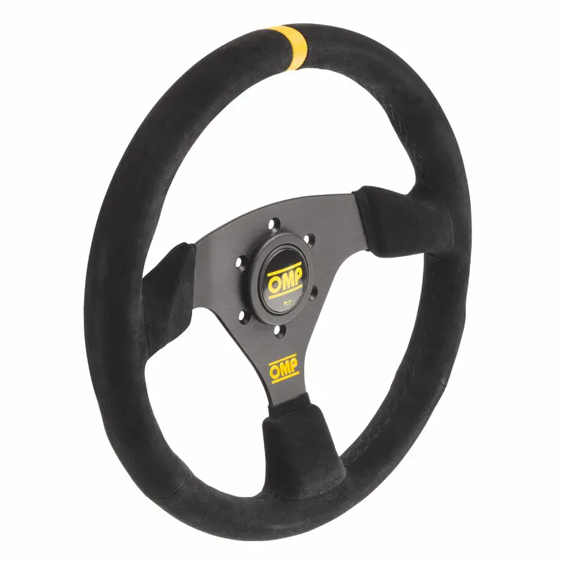 Nouveauté Volant OMP Targa Plat, Cuir Noir Retourné, Branches Noires