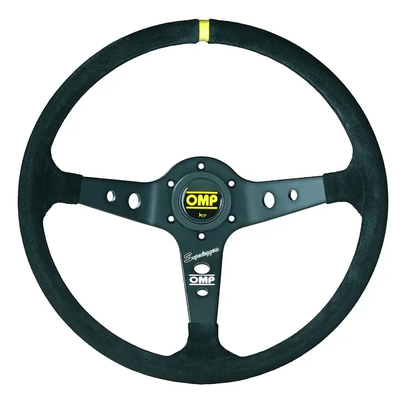 Achat Immédiat Volant OMP Corsica OV Superleggero Tulipé (95 mm), Cuir Noir Retourné, Branches Noires