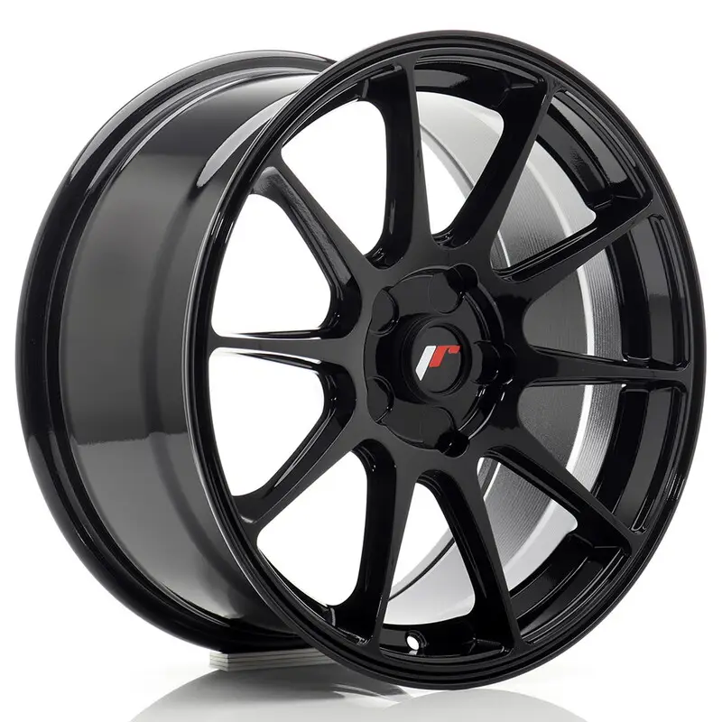 Japan Racing JR-11 17x8" (5 trous - sur mesure) ET20-35, Noir Brillant Prix Réduit