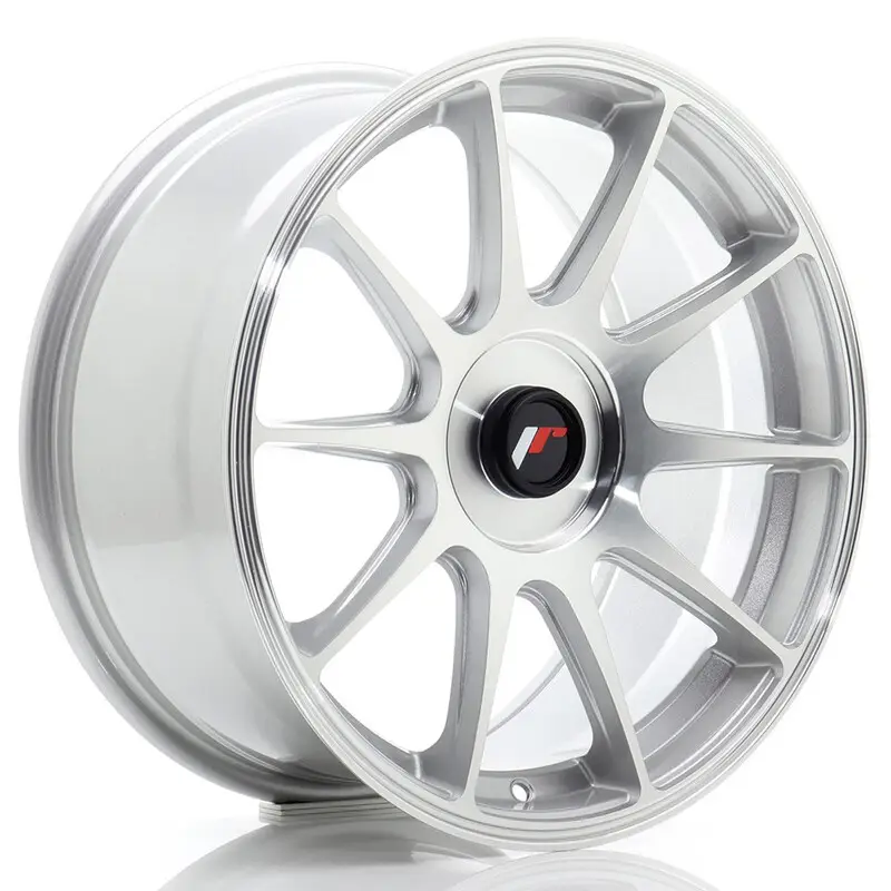 Japan Racing JR-11 17x8" (4 & 5 trous - sur mesure) ET20-35, Gris Argenté Poli Nouvelle Collection