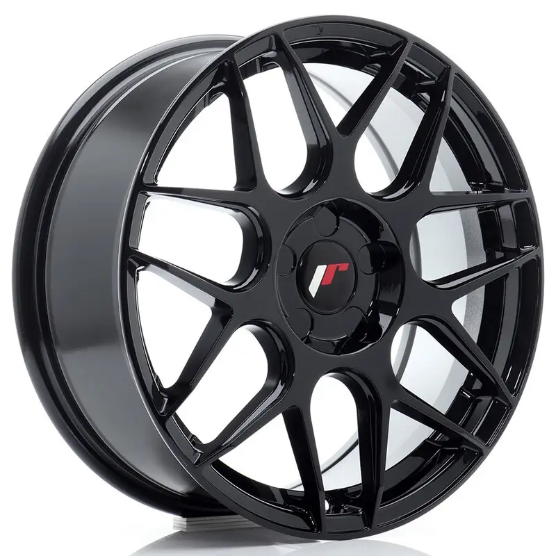 Japan Racing JR-18 17x7" (5 trous - sur mesure) ET20-40, Noir Brillant Soldes