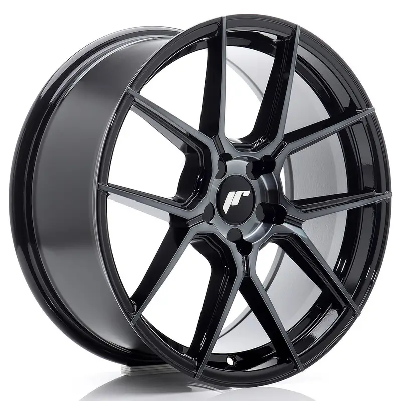 Japan Racing JR-30 18x8.5" (5 trous - sur mesure) ET20-45, Noir Brillant, Face Teintée Jusqu’à Épuisement Des Stocks