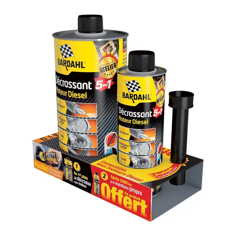 Lot Décrassant 5-en-1 Diesel Bardahl (1L + 300 ml Offert) Nouveauté