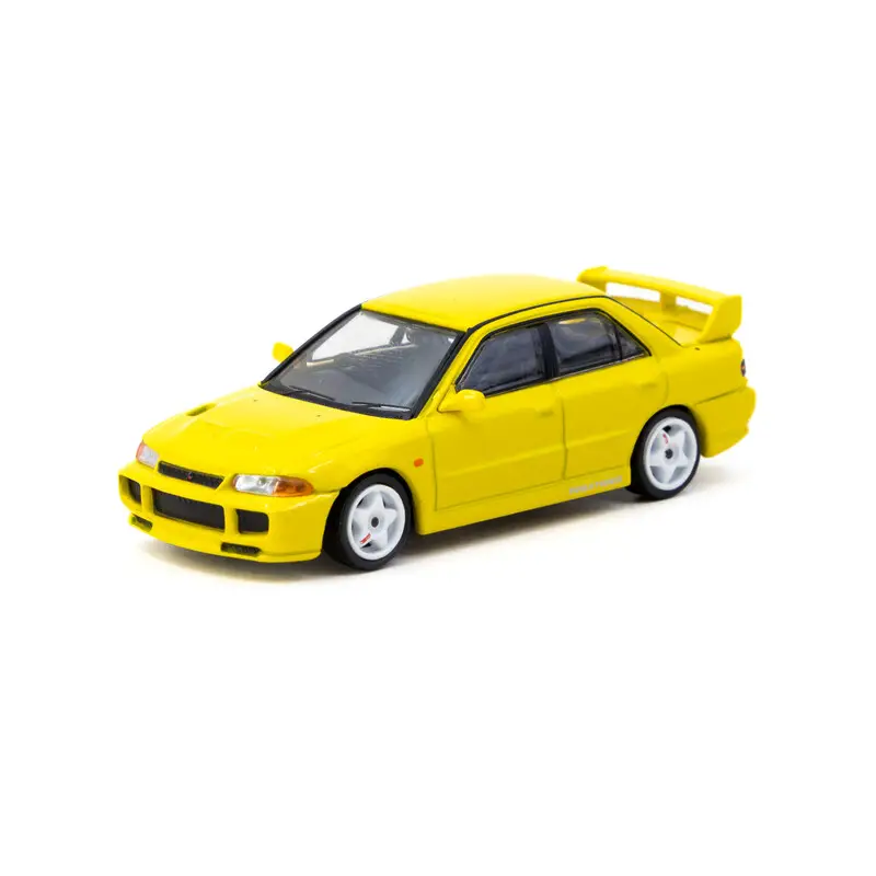 Tarmac Works 1/64 - Mitsubishi Lancer GSR Evolution III | Jaune + Cartes à Collectionner Nouvel Arrivage