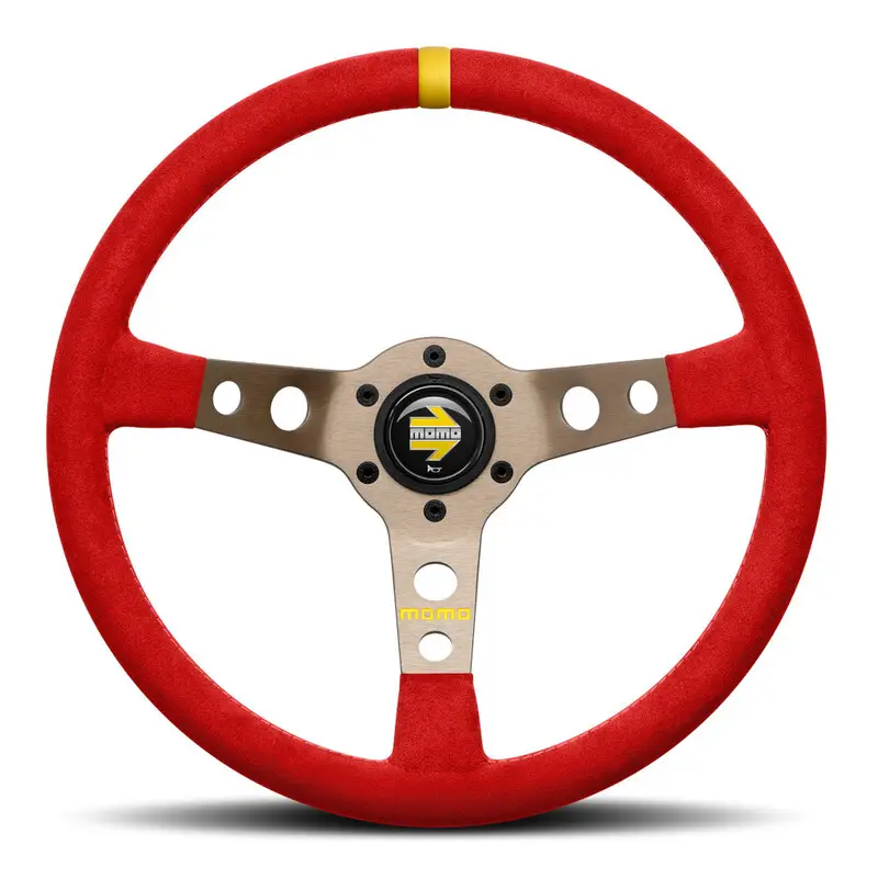Volant Momo Mod. 07 Tulipé (72 mm), Microfibre Rouge, Branches Anthracite - 35 cm Nouvel Arrivage