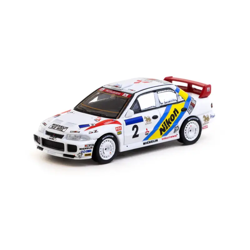 Tarmac Works 1/64 - Mitsubishi Lancer Evolution III, Hong Kong-Beijing Rally 1995 Winner, K. Eriksson / S. Parmander Offre Limitée