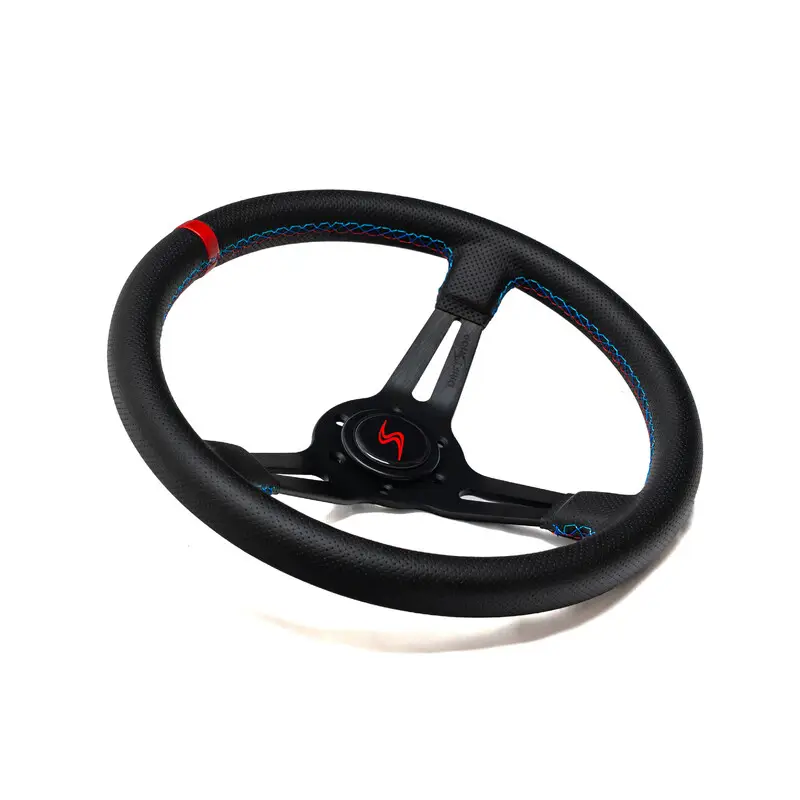 Volant DriftShop Tulipé (70 mm), Edition "M Power", Cuir Noir Perforé Livraison Express