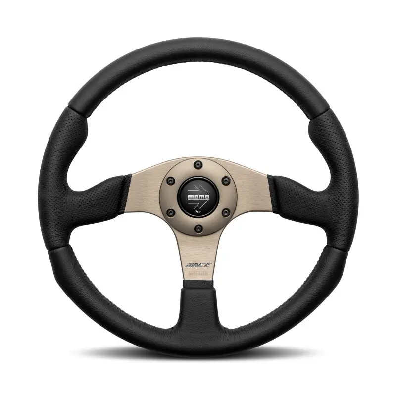 Volant Momo Race 2.0 Tulipé (40 mm), Cuir Noir, Branches Anthracite - 35 cm Commander Vite