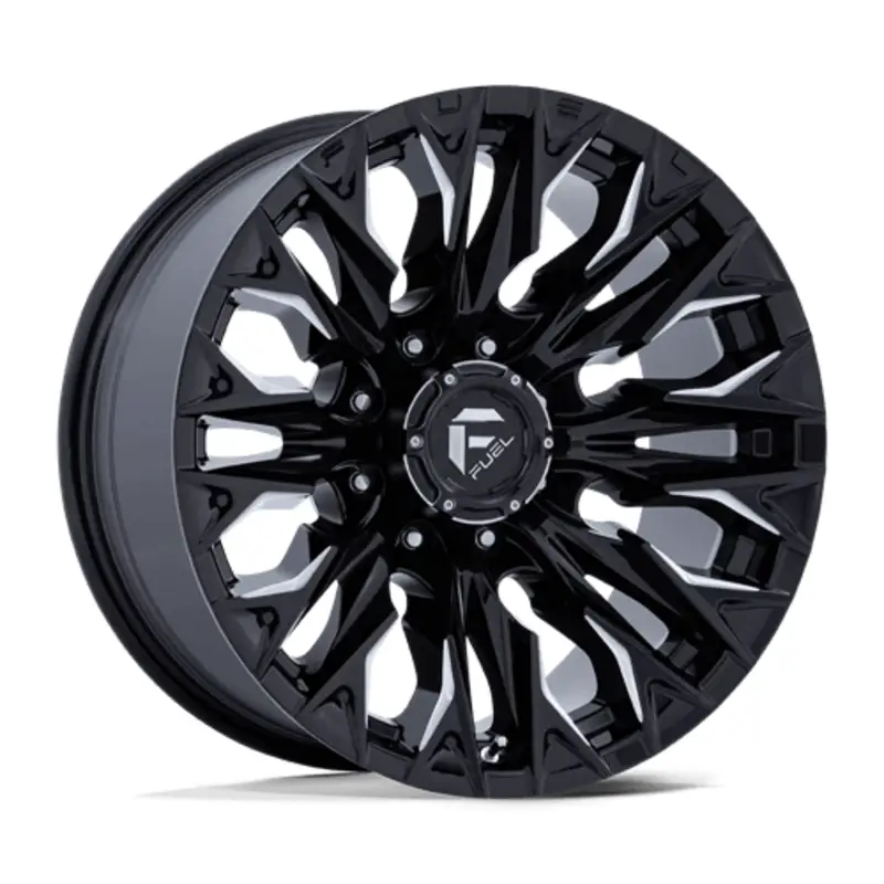 Fuel D803 Flame 20X9 8x180 ET20, Noir Brillant, Branches Usinées Offre Spéciale