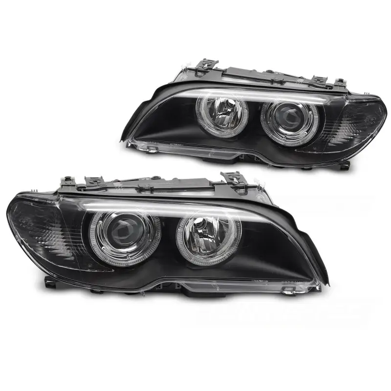 Phares Xénon Angel Eyes Noirs pour BMW E46 2003-2006 Coupe Cabrio Commander Vite