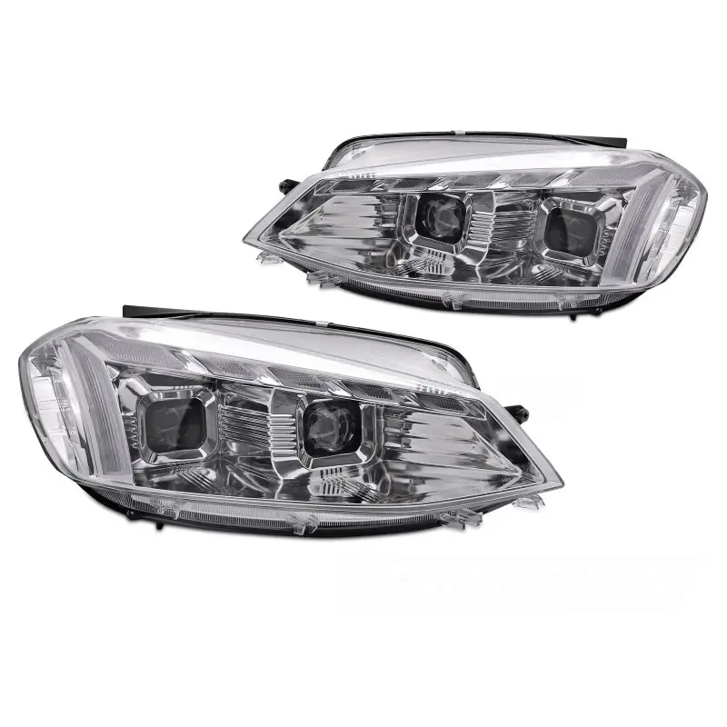 Phares Avant Chromés LED DRL Séquentiels Compatibles VW Golf 7 17-19 Meilleur Prix