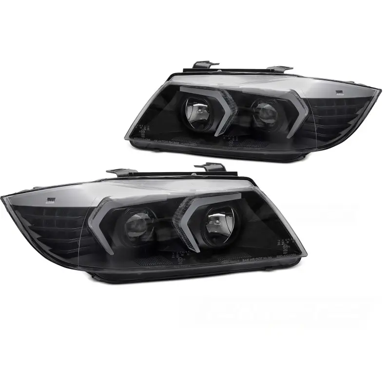 Phares LED Noirs Avant pour BMW E90/E91 2005-2008 Produit De Marque