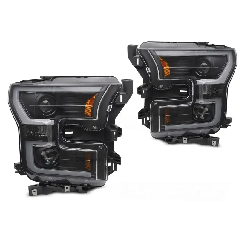 Phares Tube Lumière Double Noir Avant pour Ford F150 MK13 14-17 Dernière Chance
