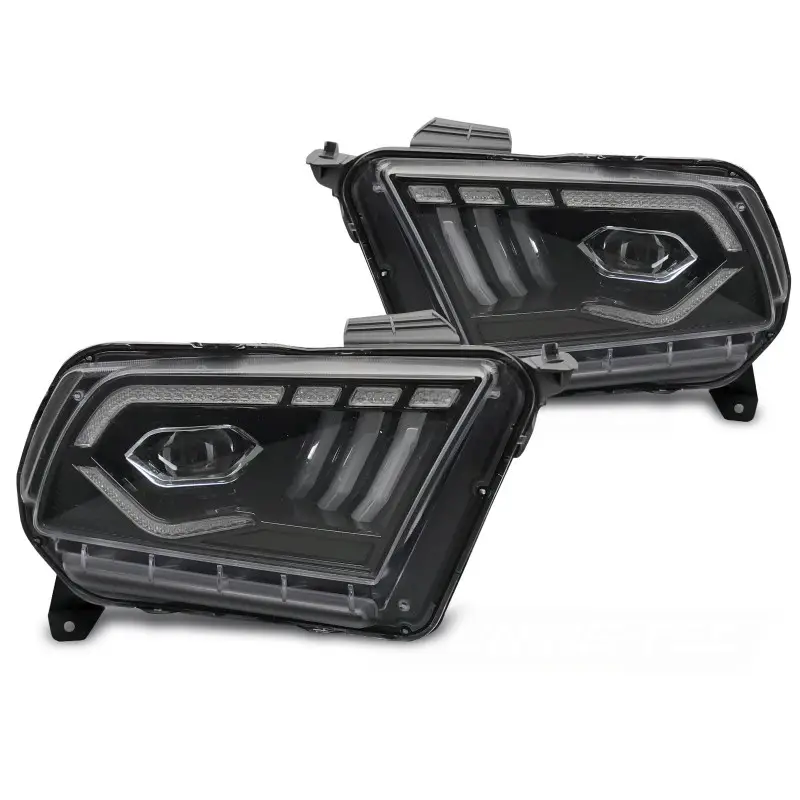 Livraison Express Phares À DEL Noirs DRL Avant pour Ford Mustang 2010-2013