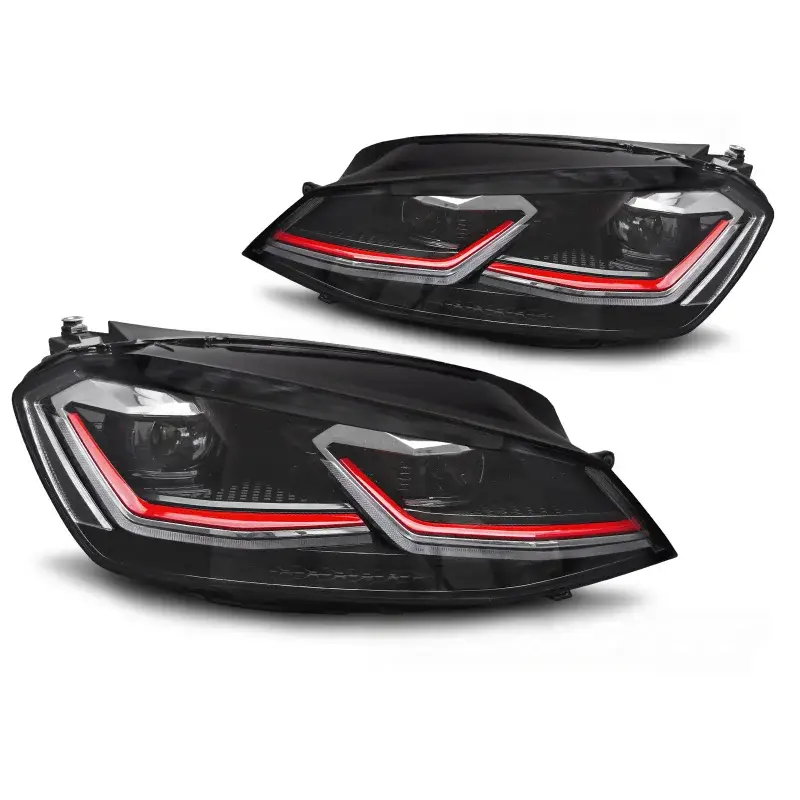 Phares Full LED Ligne Rouge DRL pour VW Golf 7 2011-2017 Vente Directe