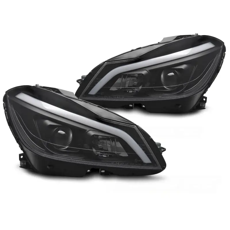 Haute Qualité Feux de Phare Tube LED Noir SEQ DRL pour Mercedes W204 11-14