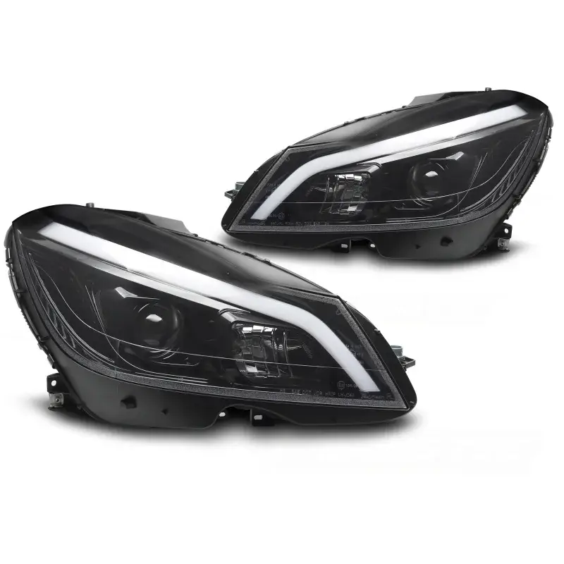 Remise Feux de Jour LED Tubes Noir Brillant pour Mercedes W204 2011-2014