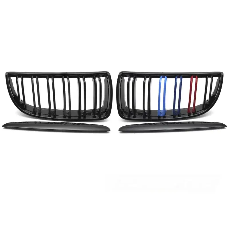 Grille Sport Noir Brillant Tri-Color Double Noir pour BMW E90 E91 05-08 Usine Directe