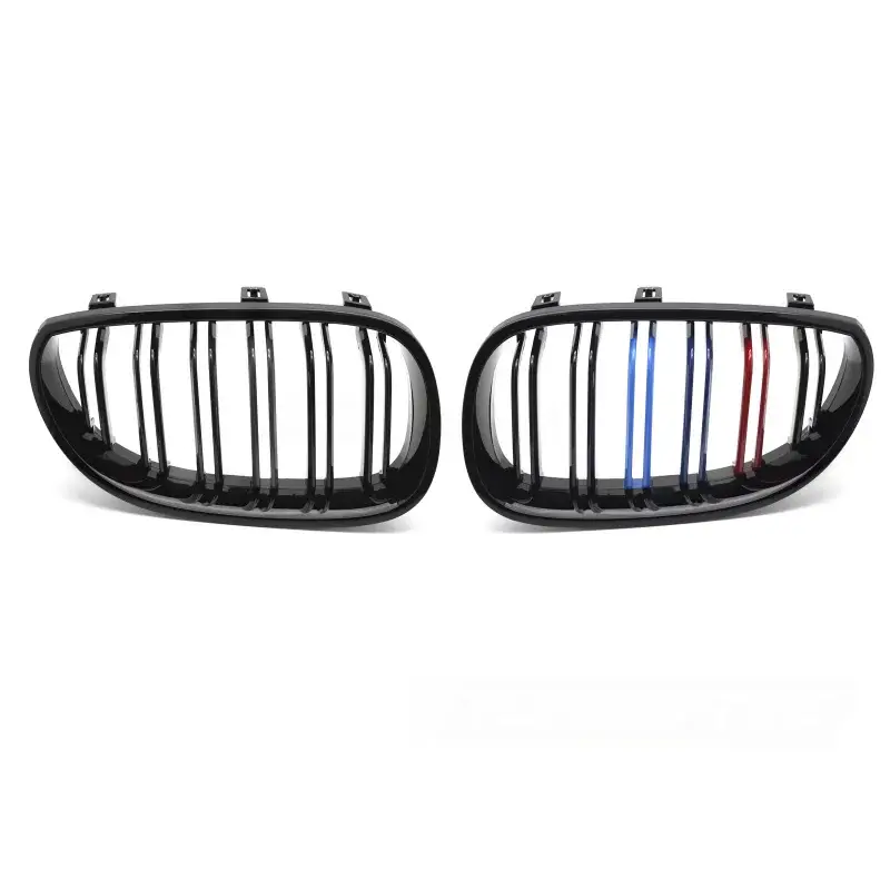 Bon Marché Grille Sport Noir Brillant Tri-Color Double Bar pour BMW E60 / E61 03-10