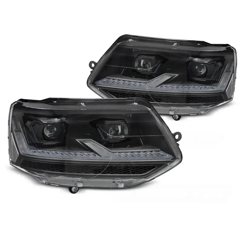 Prix Bas HEADLIGHTS FULL LED BLACK SEQ DRL fits VW T5.1 10-15