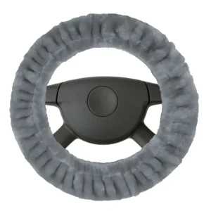 Petit Prix Housse de volant Teddy en peluche, housse de volant douce en fausse fourrure, protège-volant en peluche argent