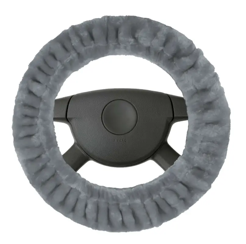 Petit Prix Housse de volant Teddy en peluche, housse de volant douce en fausse fourrure, protège-volant en peluche argent