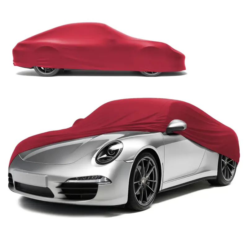 Authentique Premium housse de voiture Indoor Stretch, bâche complet pour l'interieur Plus taille 2 voiture rouge