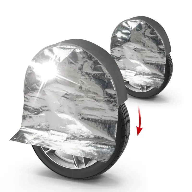 Housse de roue thermique 2 pièces jusqu'à 17 pouces/195mm, housse de protection de roue, housse de pneu argentée Vente Directe