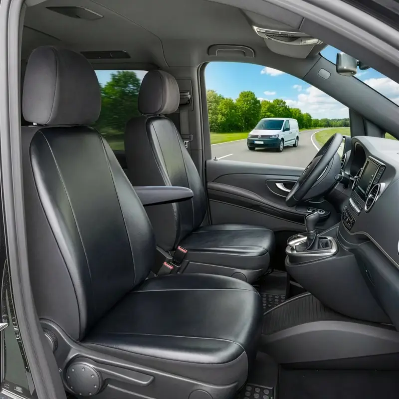 Dernier Modèle Housse de siège Transporter en simili cuir pour Ford Transit Courier, 1 siège individuel conducteur (encoche accoudoir droit) & siège individuel passager