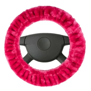 Housse de volant Teddy en peluche, housse de volant douce en fausse fourrure, protège-volant en peluche rose Prix Bas