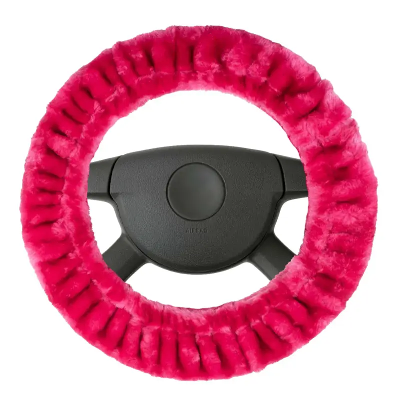Housse de volant Teddy en peluche, housse de volant douce en fausse fourrure, protège-volant en peluche rose Prix Bas