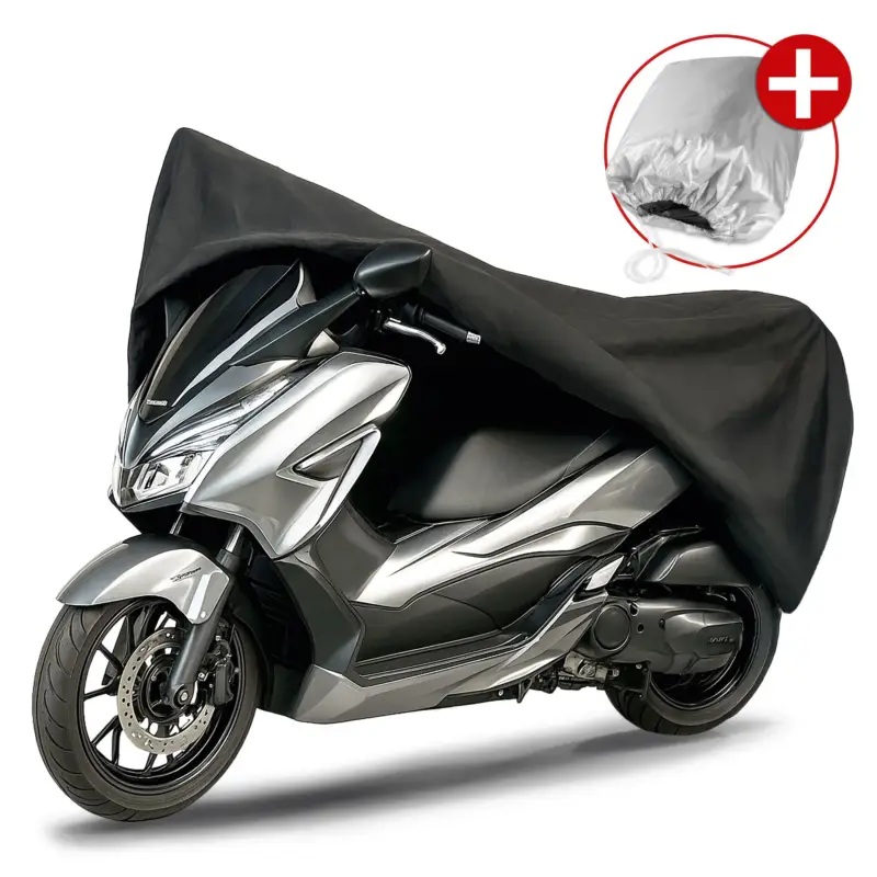 Offre Spéciale Premium Bâche de protection pour moto XL, Bâche de protection pour moto en PVC robuste, Garage pour moto étanche - 255x110x135 cm noir