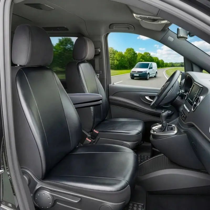 Housse de siège Transporter en simili cuir pour Mercedes-Benz Viano/Vito, 2 sièges individuels à l'avant (évidement accoudoir intérieur) Acheter En Ligne