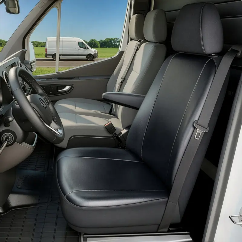 Livraison Gratuite Housse de siège Transporter en simili cuir pour Mercedes-Benz Vito 447, 1 siège individuel à l'avant (évidement accoudoir droit)
