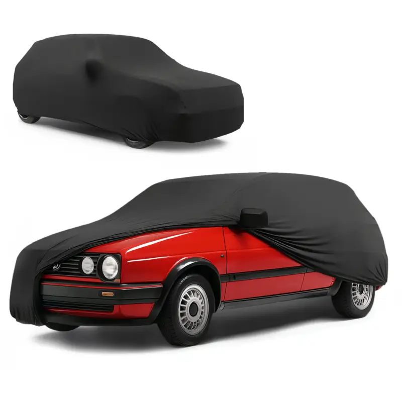 Premium housse de voiture Indoor Stretch, bâche complet pour l'interieur Plus taille 1 voiture noir Pas Cher