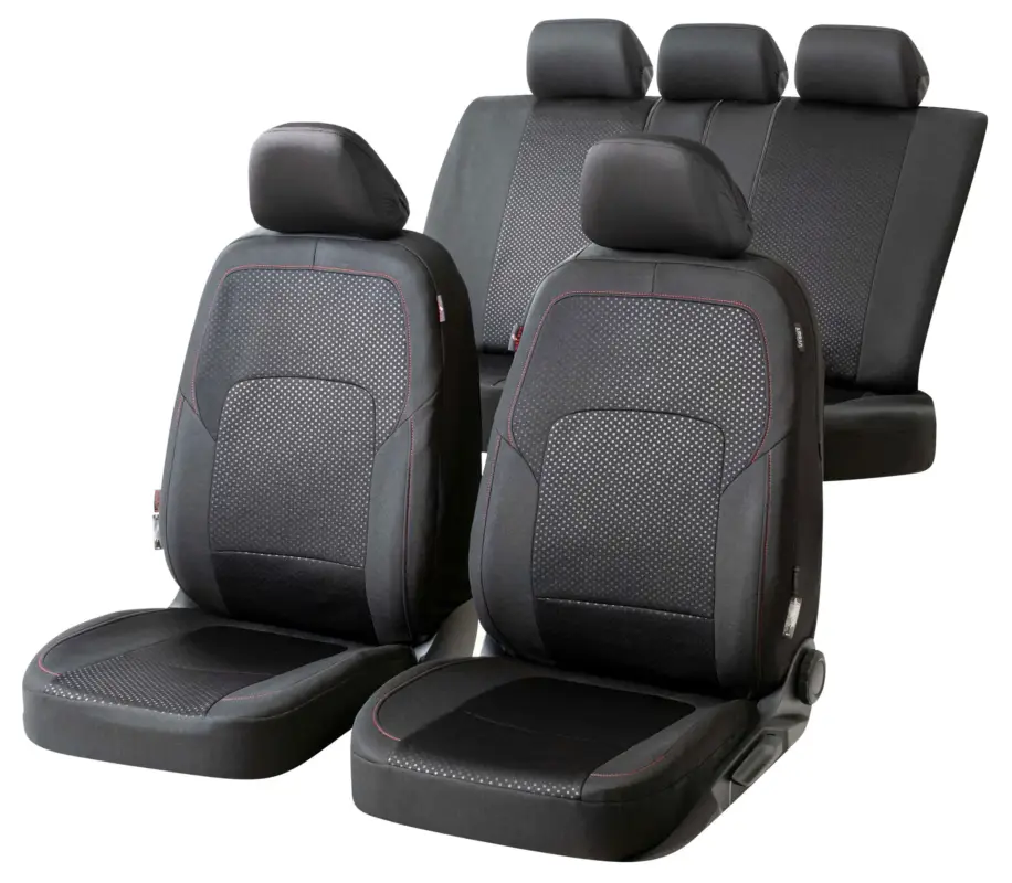 Jusqu’à Épuisement Des Stocks ZIPP IT Premium Housse de sièges Logan complet avec système de fermeture éclair noir/rouge