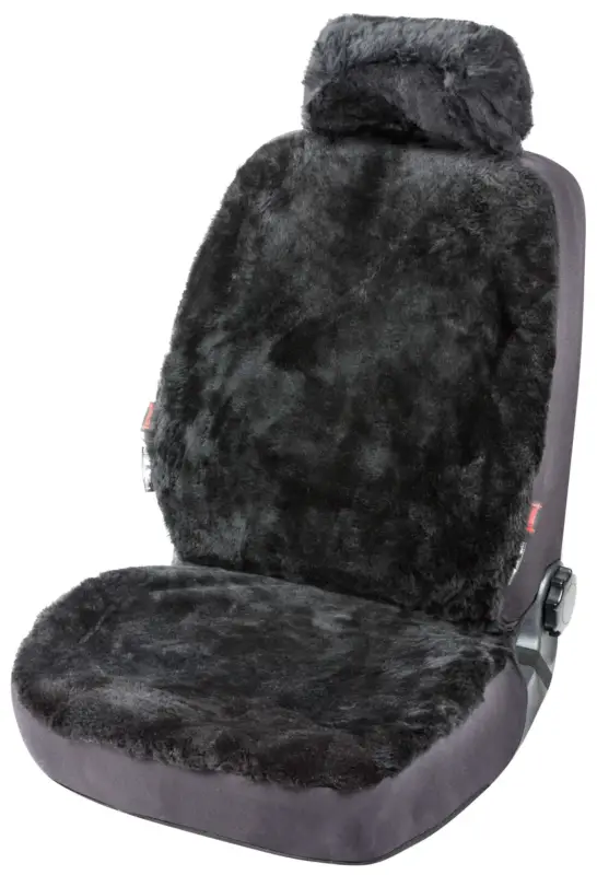 Authentique Housse de siège Iva en agneau noir avec système informatique ZIPP, 1 pièce