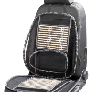 Housse de siège respirante en bambou avec soutien lombaire en beige/noir, 1 pièce Prix Cassé